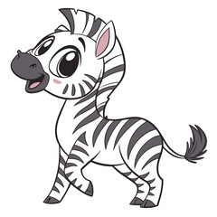 Cute cartoon zebra character smiling vector illustration for children designs