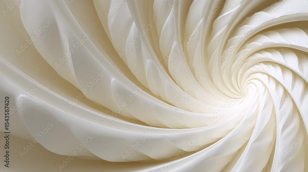 Poster abstract swirling spiral design in soft creamy tones, featuring smooth curves and elegant lines crea