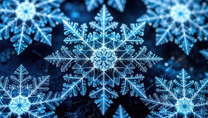 Snowflake Pattern: A close-up view of a breathtaking, icy snowflake pattern. These intricate formations exhibit stunning crystalline beauty, evoking the serenity of winter.