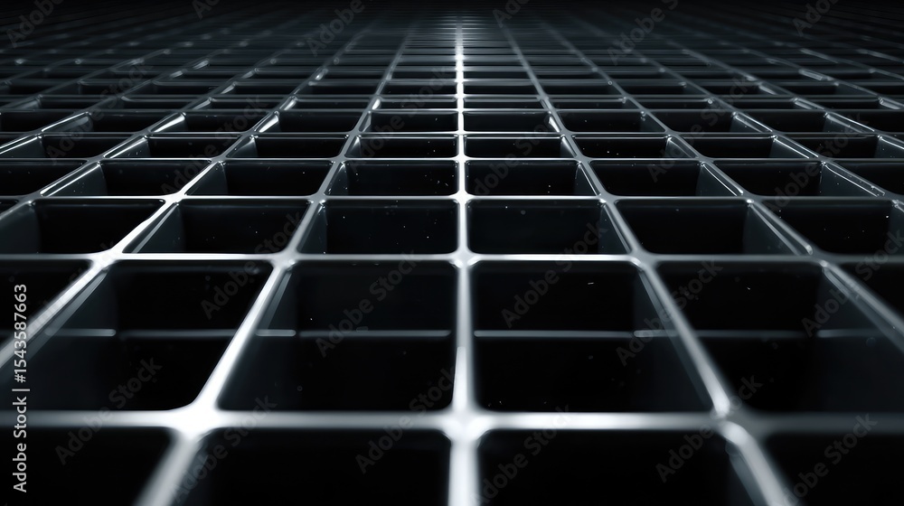 Poster intricate pattern of metallic cubes on a dark background, perfect for modern design projects, techno