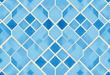 Vintage blue & white diamond leaf tile wallpaper texture Retro concrete, cement, stone, rhombus pattern, seamless, graphic