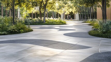 Obraz premium Serene Park Pathway: A Meandering Walk Through Nature