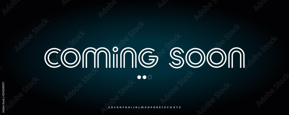 Poster coming soon banner with stylish retro line font and soft glowing gradient background, perfect for pr