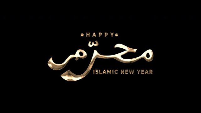 Gold luxury Muharram calligraphy animation for Islamic New Year designs, cards, posters, and social media.