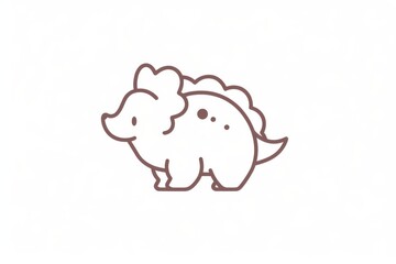 Obraz premium Cute minimalist vector line art of a happy triceratops with thick bold outline in kawaii kids’ coloring page style on white background