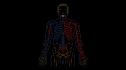 Human anatomy diagram skeleton muscles veins arteries study aid medical illustration educational chart