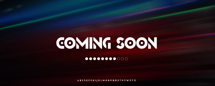Bold Coming Soon Text on Futuristic Gradient Background with Modern Geometric Font, Ideal for Web Launches, Tech Startups, or Game Intros. Vector Illustration