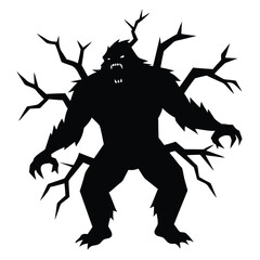 bigfoot silhouette with trees growing inside the body