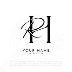 HR RH initial letter handwriting wedding logo design