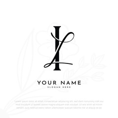 IL LI initial letter handwriting wedding logo design