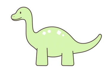 Cute simple vector line art of a Brachiosaurus dinosaur with thick black outline in minimalist kids’ coloring book style on white background