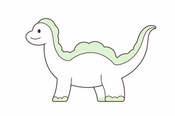 Fototapeta premium Cute simple vector line art of a Brachiosaurus dinosaur with thick black outline in minimalist kids’ coloring book style on white background