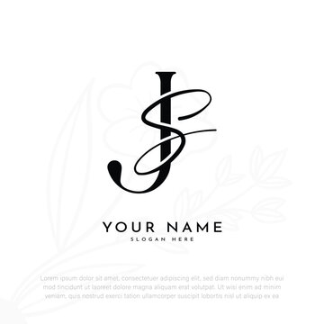JS SJ initial letter handwriting wedding logo design