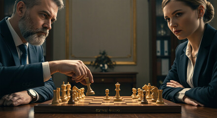 Intense chess match strategy unfolds brilliant minds clashing for victory