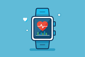  modern smartwatch showing heart rate  steps  and health data  wrist view wearable tech vector