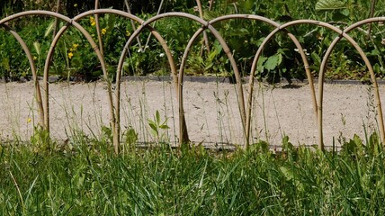 fence with green grass and trees.