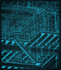 Metal structures offshore platform close up
