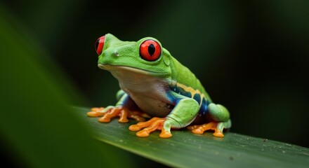 A Tropical Rainforest Red Eyed Tree Frog Portrait
