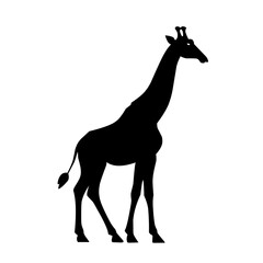 Vector illustration of a minimalist side view giraffe silhouette logo.