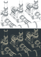 Water pumping station isometric blueprints