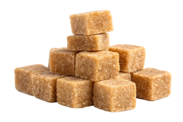 pile-of-brown-sugar-cubes- isolated on white background png, ai generated
