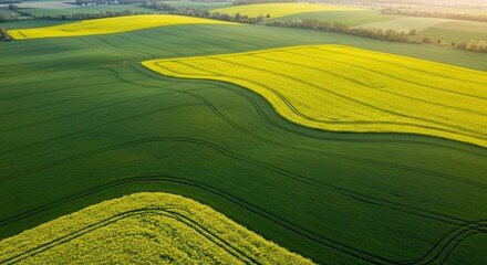 Obraz premium A Tapestry of Green and Yellow Awaits the Harvest