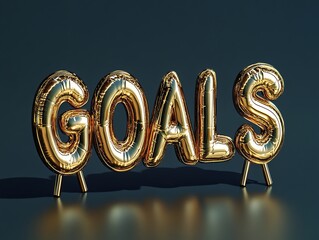 High resolution golden text GOALS with a shiny reflect