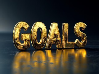 High resolution golden text GOALS with a shiny reflect