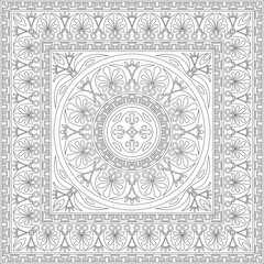 Vector black monochrome classic Greek square outline ornament. Rectangle of Ancient Greece and Roman Empire. Byzantine painting of walls, floors and ceilings. Decoration of European palaces. Template 