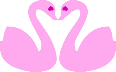 Pink Swan Couple Forming Heart – Vector Symbol of Love and Romance