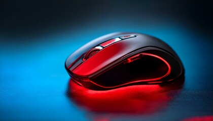 red light glows on computer mouse precision tech for control and accuracy in modern computing
