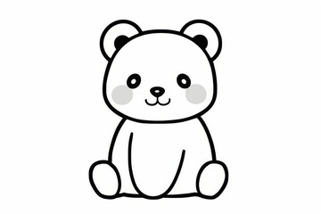 Cute sitting bear simple line drawing with bold black outlines, vector clip art style illustration on white background.