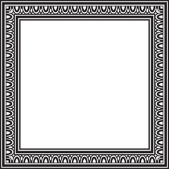 Classic greek black monochrome square ornament. Vector pattern, ancient hellenic rectangle. European border.
