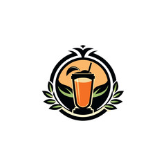 Elegant silhouette of a juice logo with glass