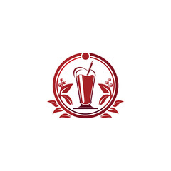 Elegant silhouette of a juice logo with glass