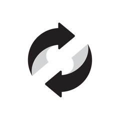 Two arrow spin icon template. Recycle round, circle refresh or restart, thin line symbol on white background