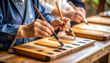 Calligraphy class with Asian art lesson.
