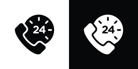 24 7 Emergency call services icon collection. line stroke icon. EPS 10