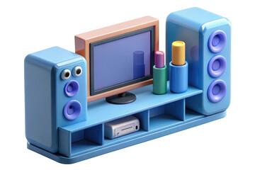 Cartoon tv setup isolated on transparent background. use cases: animation, game design, children's illustration.