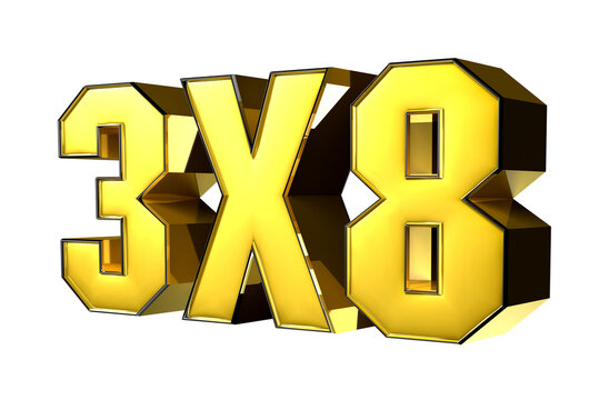 3x8 black edge gold 3D illustration. Advertising signs. Product design. Product sales.