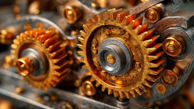 Close-Up of Industrial Machine Cogwheel

