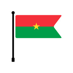 Flag of Burkina Faso. Burkina Faso flag vector illustration icon design. Flagpole flag icon.