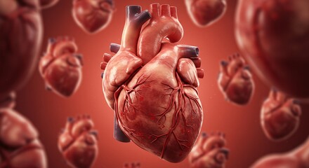 Realistic human heart model showcases cardiovascular health and circulatory system anatomy