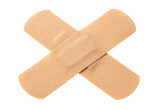 Isolated Crossed Beige Band-Aids for Wound Care