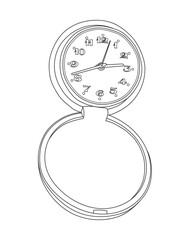 Fold up clock line art vector illustration