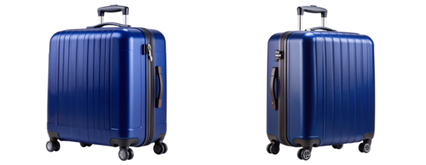 Modern Polycarbonate Travel Suitcase with Extended Handle Side View Transparent Background PNG