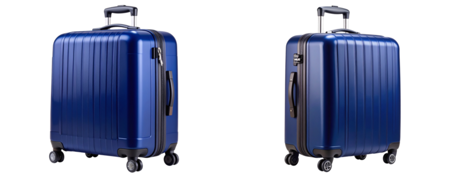 Modern Polycarbonate Travel Suitcase with Extended Handle Side View Transparent Background PNG
