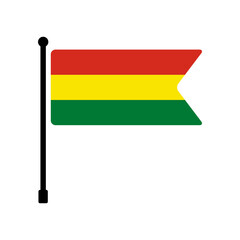 Flag of Bolivia. Bolivia flag vector illustration icon design. Flagpole flag icon.