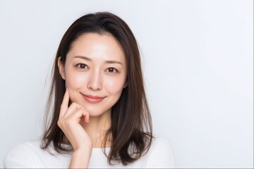 ナチュラルメイクの美しい女性（ビューティー・透明感・健康）