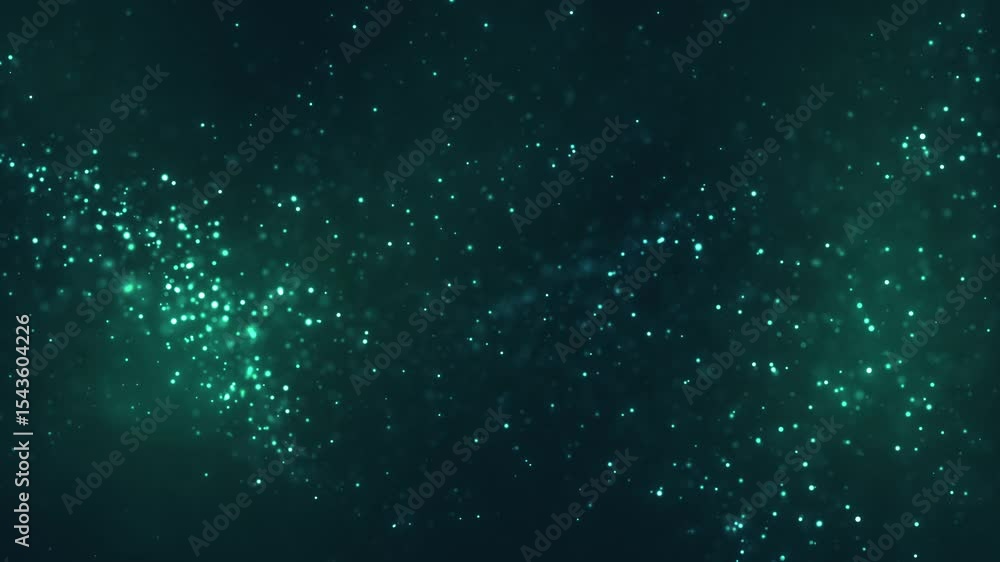 Poster abstract background of beautiful light and dust particles moving on a luxurious green background. be